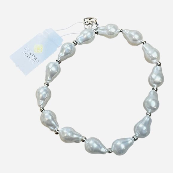 Kendra Scott Jewelry - Kendra Scott Baroque Pearl Bracelet White Freshwater Pearls Silver Beads New